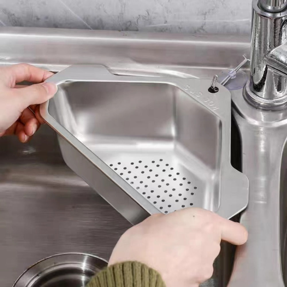 Kitchen Drain Strainer Basket 304 Stainless Steel Triangular Corner Sink Filter for Wash Basin