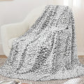 Leopard Print Throw Blanket – Soft Fluffy Jacquard Fleece Flannel for Couch, Bed, Sofa & Camping, 3 Sizes, 5 Colors