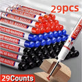 Deep Hole Marking Pens 29 Pack – Long Point Oil-Based Woodworking Markers, Multi-Color Red Blue Black Pencils for Wood, Ceramic, Tile & Bathroom Installation, Carpenter Marking Tool Set