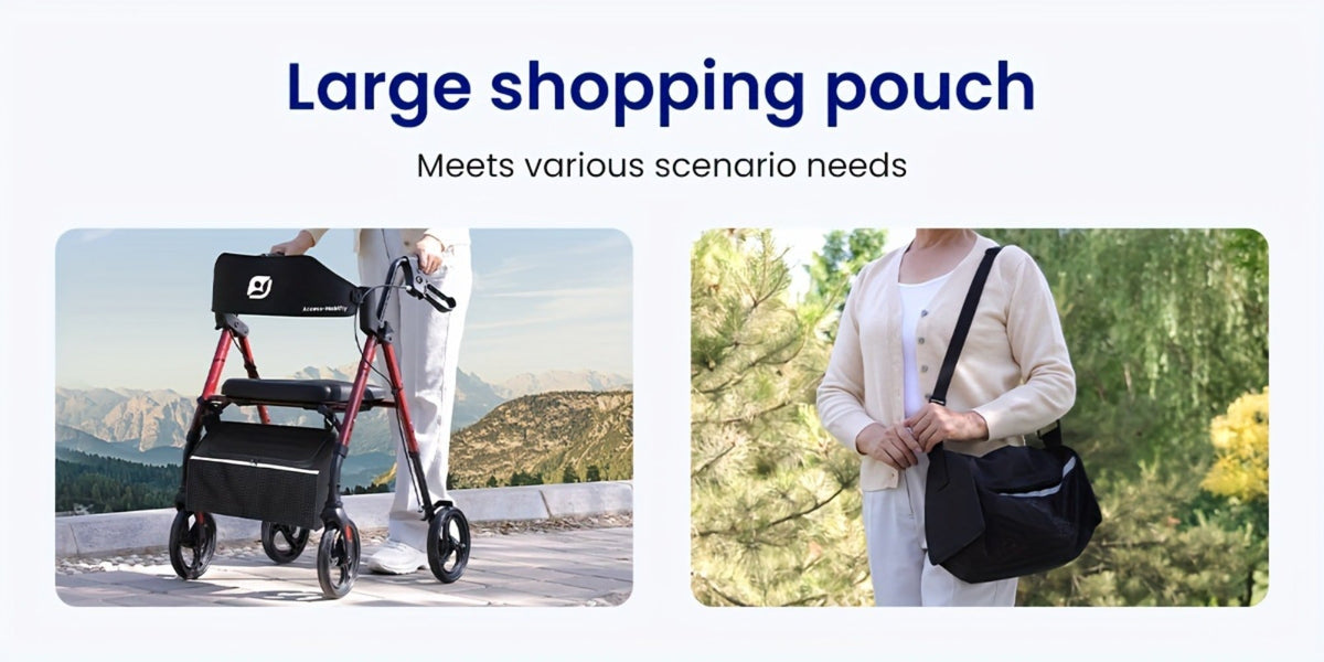 Rollator Walkers For Seniors with Ergonomic Backrest and Dual Adjustable Height