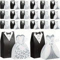 100 Pcs Wedding Party Favor Boxes Dress & Tuxedo Candy Gift Boxes with Ribbon – Vintage Bridal Shower Birthday Treat Bags Bulk Decoration