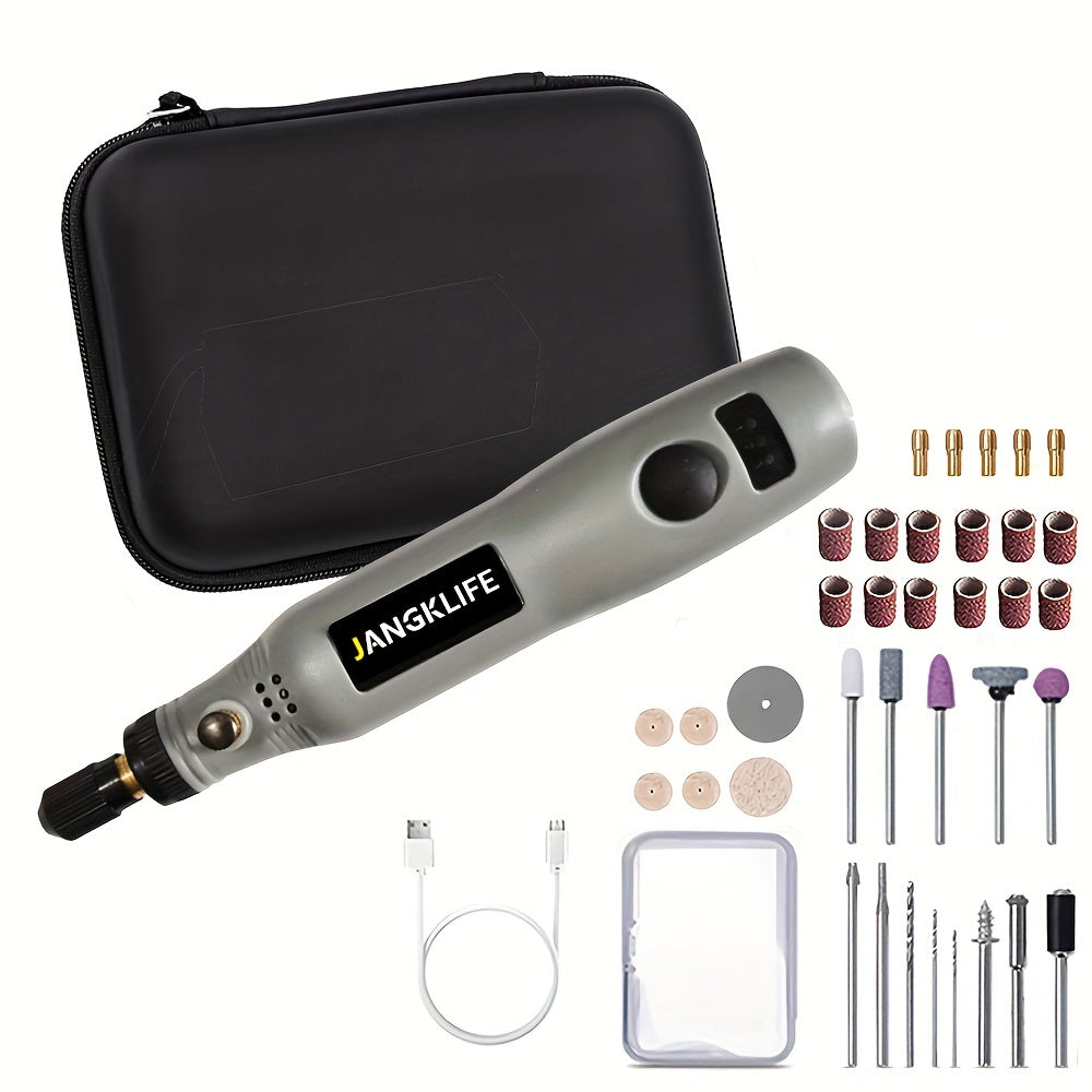 Cordless Rotary Tool Set Rechargeable Engraving Pen – Adjustable Speed Electric Wood Carving Tool for Grinding Polishing Etching Cutting DIY Craft