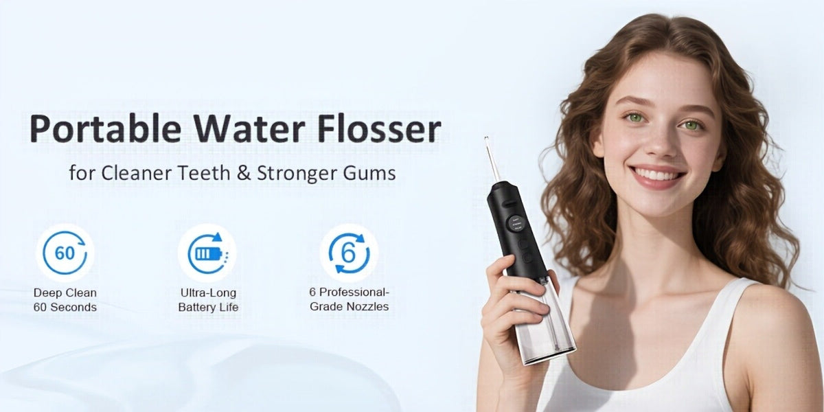 Water Flosser Cordless, Rechargeable Electric Dental Cleaner, Portable for Home & Travel Use