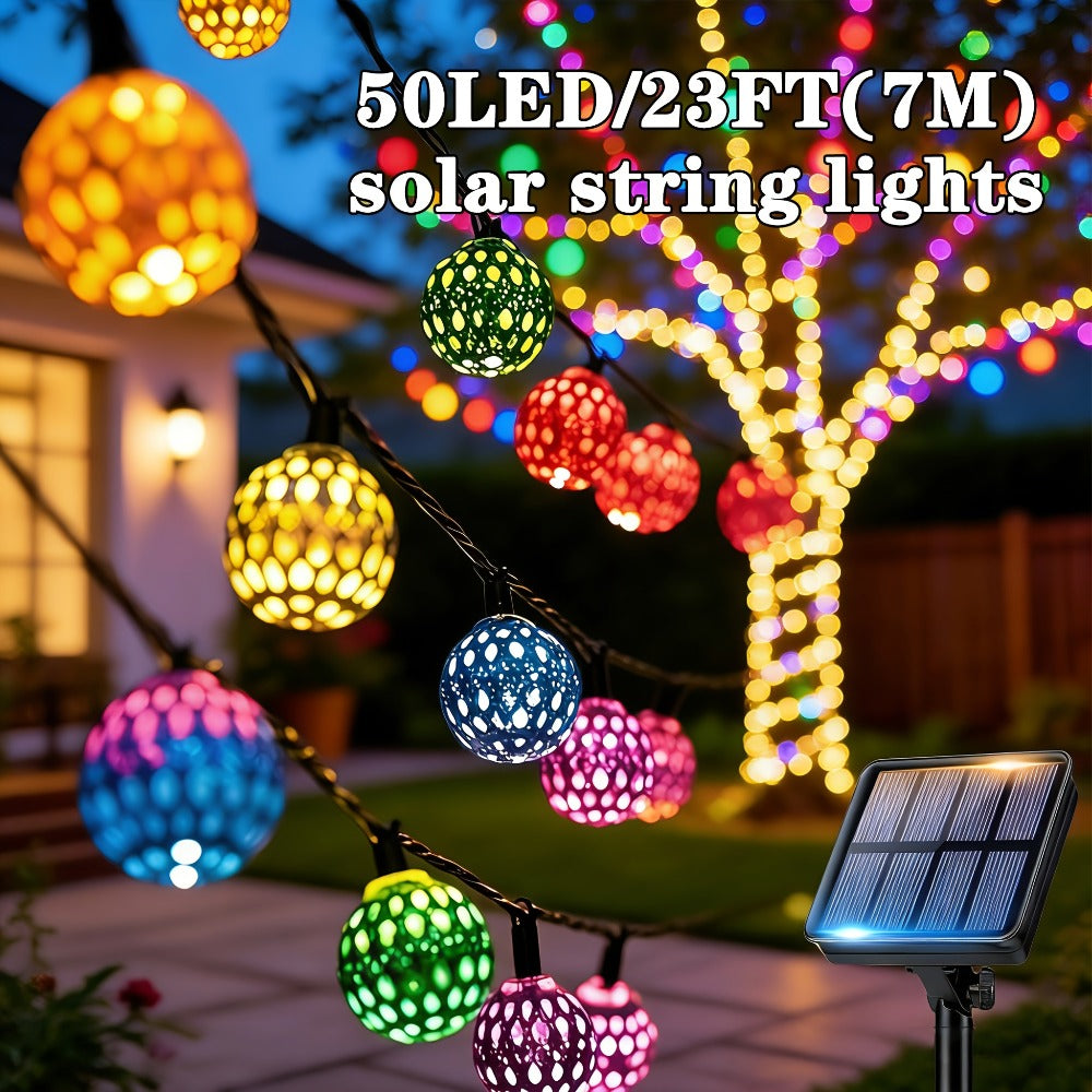 Solar String Lights Outdoor with 8 Modes and Boho Garden Lights for Patio