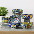 Cereal Bowl Set of 6 Bohemian Style 26oz – Colorful Ceramic Bowls for Cereal Soup Oatmeal Salad Ice Cream Pasta Microwave Dishwasher Safe Boho Kitchen Decor Gift for Home