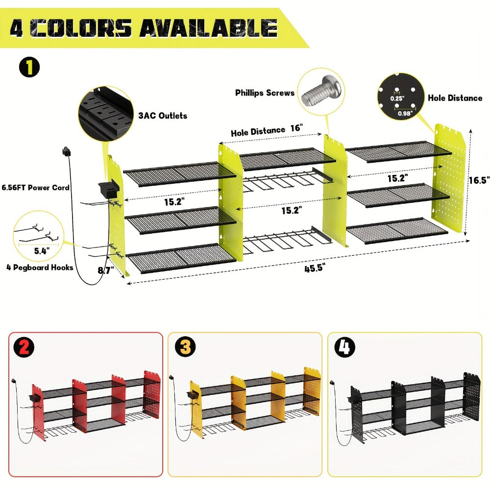 Power Tool Organizer with Adjustable Garage Tool Shelf for Workshop and Tool Room