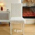 Dining Chair Covers Stretch Velvet Washable Removable Slipcovers Set of 4 or 6 for Kitchen Home Hotel Banquet — Elastic Band Silver Fox Velvet 200GSM