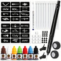 Stick and Poke Tattoo Kit - DIY Manual Tattoo Pen Hand Tool Set with 7 Color Inks, Needles, Bandage & 2 Hollow Stencil Templates for Tattoo Artists & Beginners Home Use