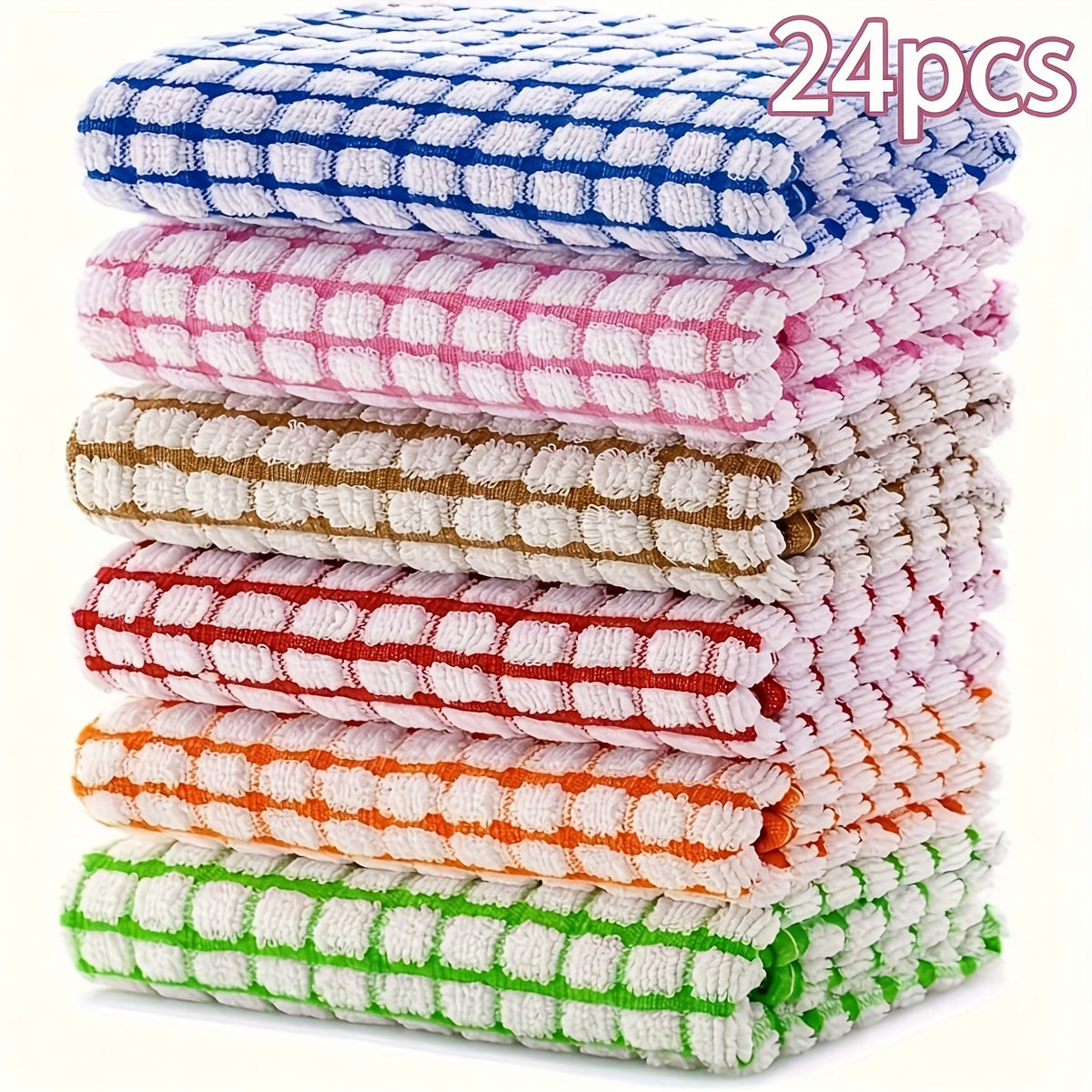Highly Absorbent Cleaning Cloths Dish Towels - Reusable Kitchen Dishcloths, Quick-Dry Multi-Purpose Napkins & Tea Towels for Kitchen, Dining & Living Room, Stackable Space-Saving Design