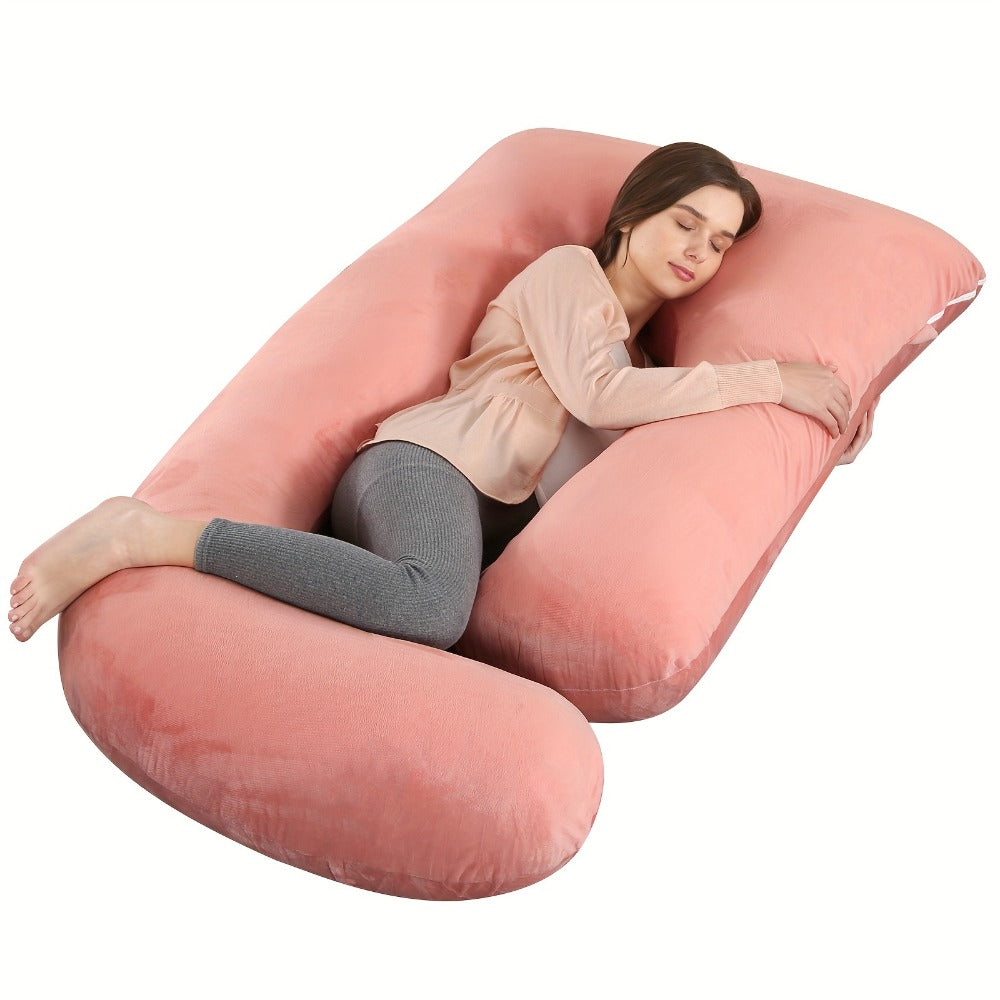 Pregnancy Pillow J-Shape 60 Inch Full Body Maternity Pillow with Velvet Cover – Back Leg Belly Support for Pregnant Women Side Sleeper Body Pillow Multiple Colors