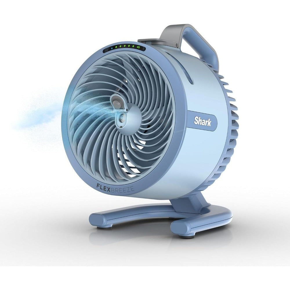 Misting Fan in a Portable Refurbished Sky Color Design for Indoor and Outdoor Use (29Hr Battery)