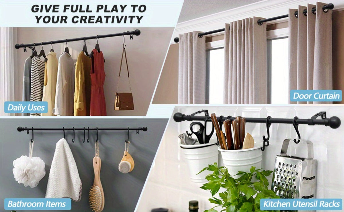 Adjustable Curtain Rod in an Adjustable Design for Living Room and Kitchen