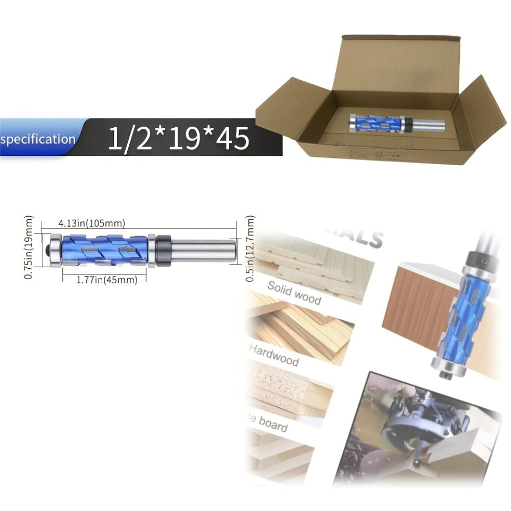 Carbide Flush Trim Router Bit 1/2" Shank - Double Bearing Design, Precision Woodworking Template Trimming Bit, CNC Router Cutter for Wood, Plywood & Laminate, 45mm & 65mm Options