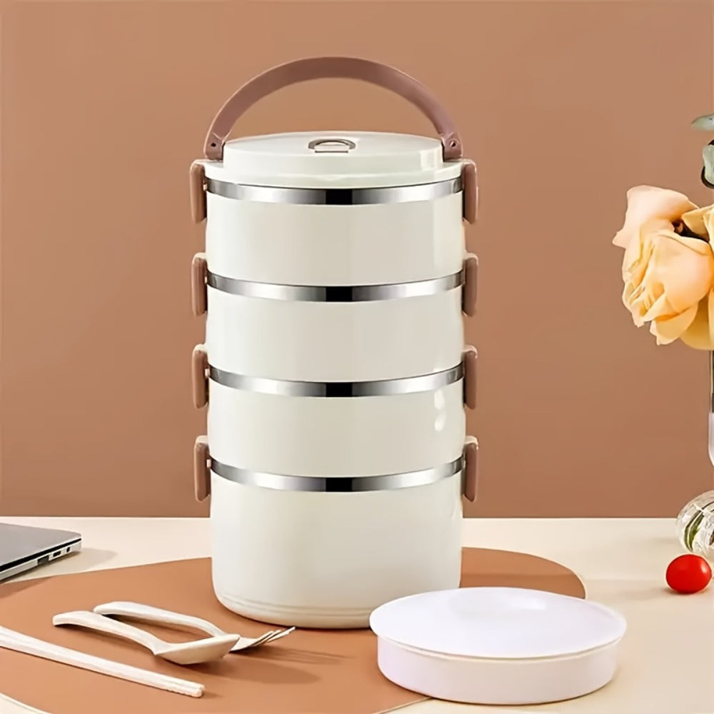 Steel Lunch Box with Carry Bag and Cutlery for Camping Picnic School Office and Outdoor Adventures