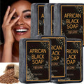 African Black Soap Bars – Moisturizing Body & Face Cleanser with Coconut Oil, Olive Oil & Shea Butter | Rich Foam Plant Extract Skin Care Soap for Daily Use