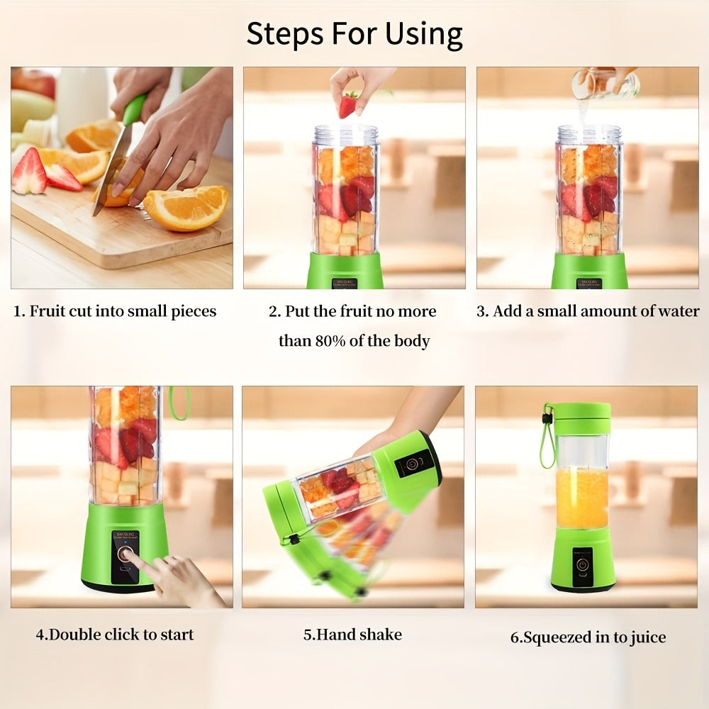 Blender Cup with USB Rechargeable 380ML and 6 Blades for Smoothies