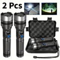 LED Flashlight Rechargeable 1000 Lumen – 2-Pack Super Bright Tactical Flashlight with Digital Display, Camping Fishing Hunting Emergency Lighting, Gift Box Included, Father's Day Gift for Men
