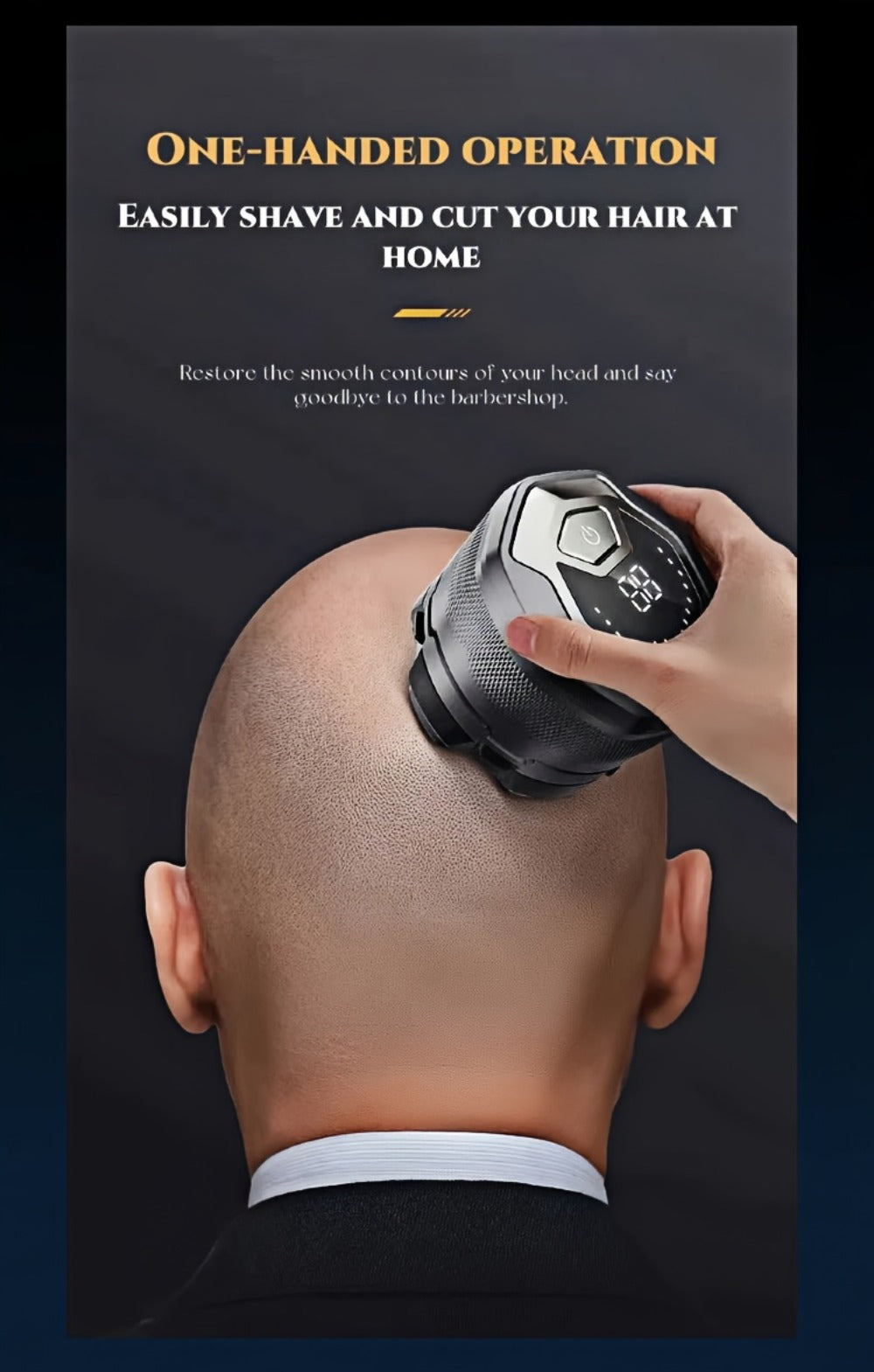 Head Shaver (6-Blade 1400mAh) for Bald Men in a USB-C Rechargeable Electric Razor Design with LED Display