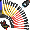 Magnetic Nut Driver Set 19PCS – SAE & Metric | 1/4" Hex Shank 6" Long | PH1 & PH2 for Impact Drills | Magnetic Socket Set with Sturdy Tool Case | Professional & DIY Projects