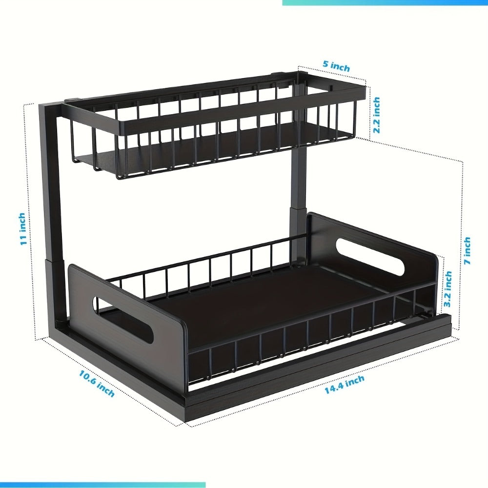 L-Shaped Sliding Drawer Organizer Heavy-Duty Under Sink Storage Rack, Garage & Workshop, Cabinet Organizers
