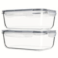 Glass Food Storage Containers with Lids 2 Pack – 63oz Large Airtight Snap Lock Meal Prep Containers, Leak Proof Glass Dish with Lid for Oven, Microwave & Refrigerator, Food Transport Tubs
