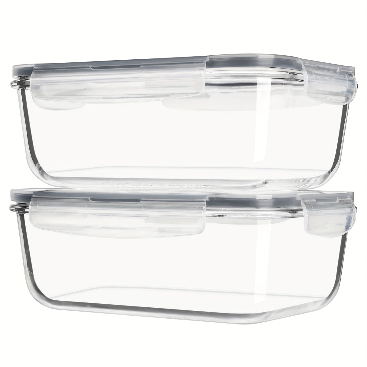 Glass Food Storage Containers with Lids 2 Pack – 63oz Large Airtight Snap Lock Meal Prep Containers, Leak Proof Glass Dish with Lid for Oven, Microwave & Refrigerator, Food Transport Tubs