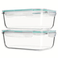 Lids 2 Pack 63oz Borosilicate Glass Meal Prep Containers, Leak-Proof Baking Dish Set, Glass Food Storage Container