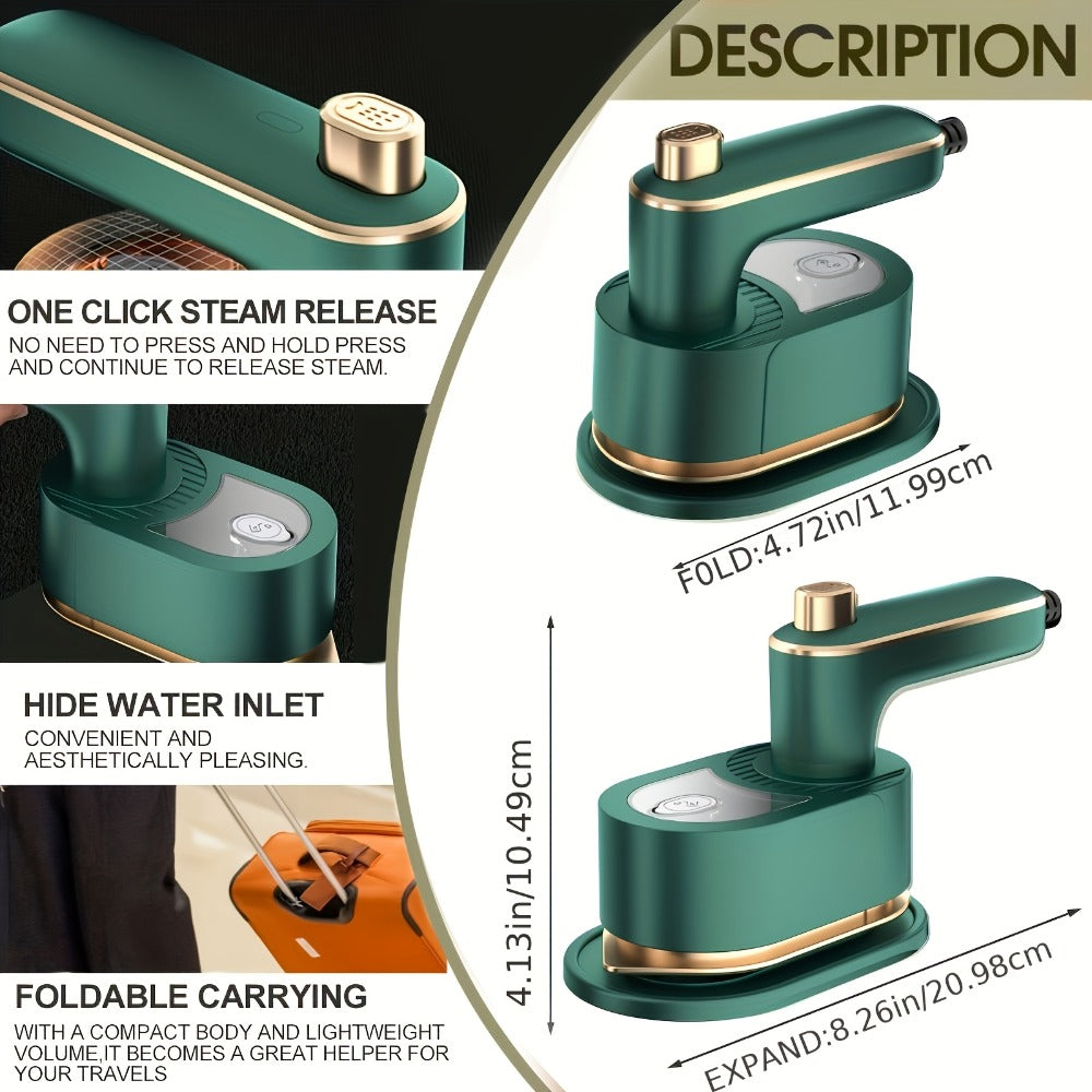 Handheld Steamer for Clothes in a Mini Travel Steam Iron Design (3-in-1 Portable Wrinkle Remover 10-Second Heat Up)
