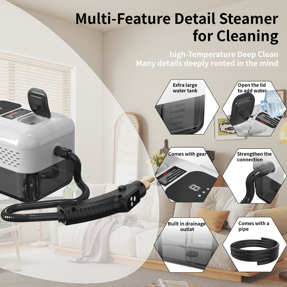 Steam Cleaner, Portable High-Temperature High-Pressure Handheld Steamer for Home, Tile & Grout Cleaning 9-Speed Adjustable