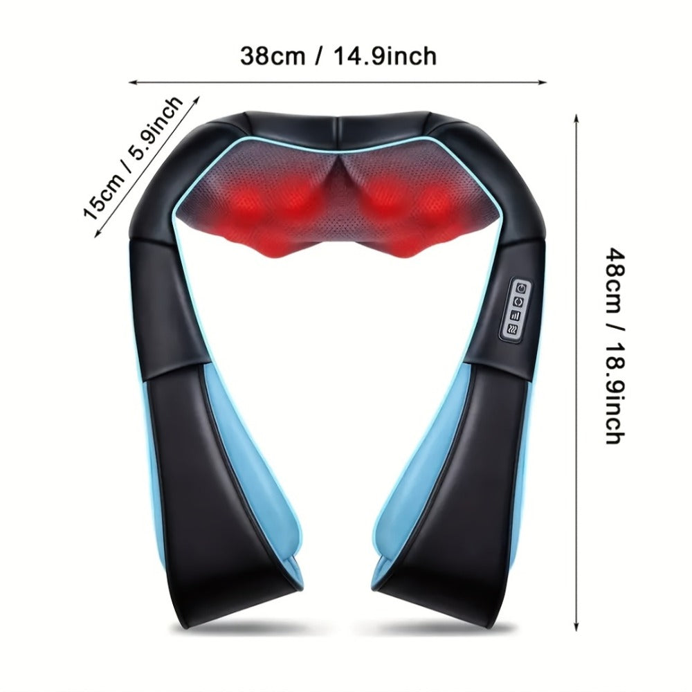 Neck Massager, Heated Shiatsu Kneading Pillow for Shoulders and Back, Portable Electric Design for Home Comfort