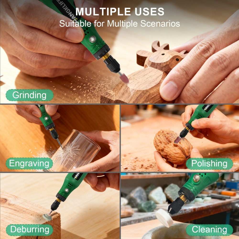 Cordless Rotary Tool Kit with USB Rechargeable Li-Ion Battery and 3-Speed 5000-15000RPM for Grinding