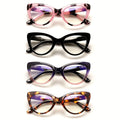 Cat Eye Reading Glasses 4 Pack Women Blue Light Blocking – Leopard Print Gradient Stylish Frames, Spring Hinges, Computer Readers for All Face Shapes, Multiple Magnification Strengths