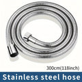 Flexible Stainless Steel Shower Hose Electroplated - Round Shape, Wall-Mounted Easy Install, for Rainfall Shower Heads & Sprayers, 59" / 78.7" / 118" Length Options, Chrome Finish