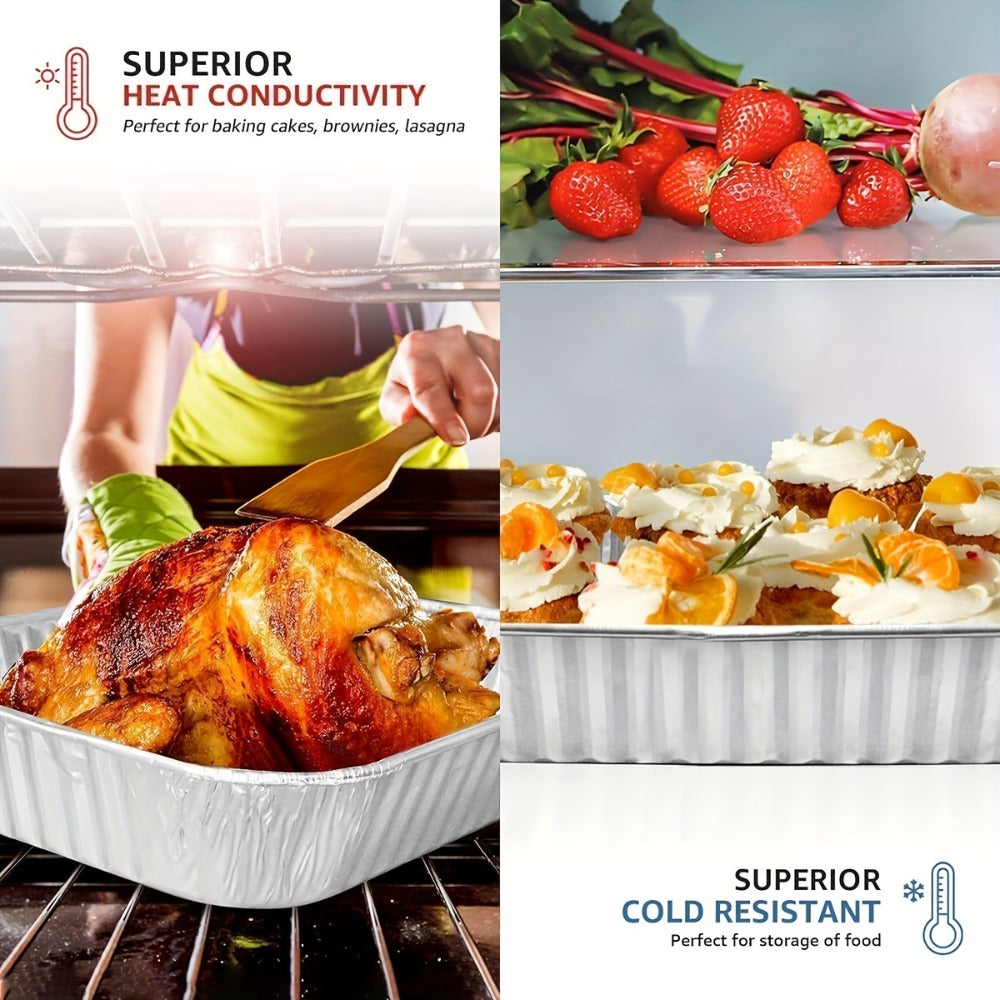 25 Pack Disposable Aluminum Pans with Lids for Roasting and Reheating