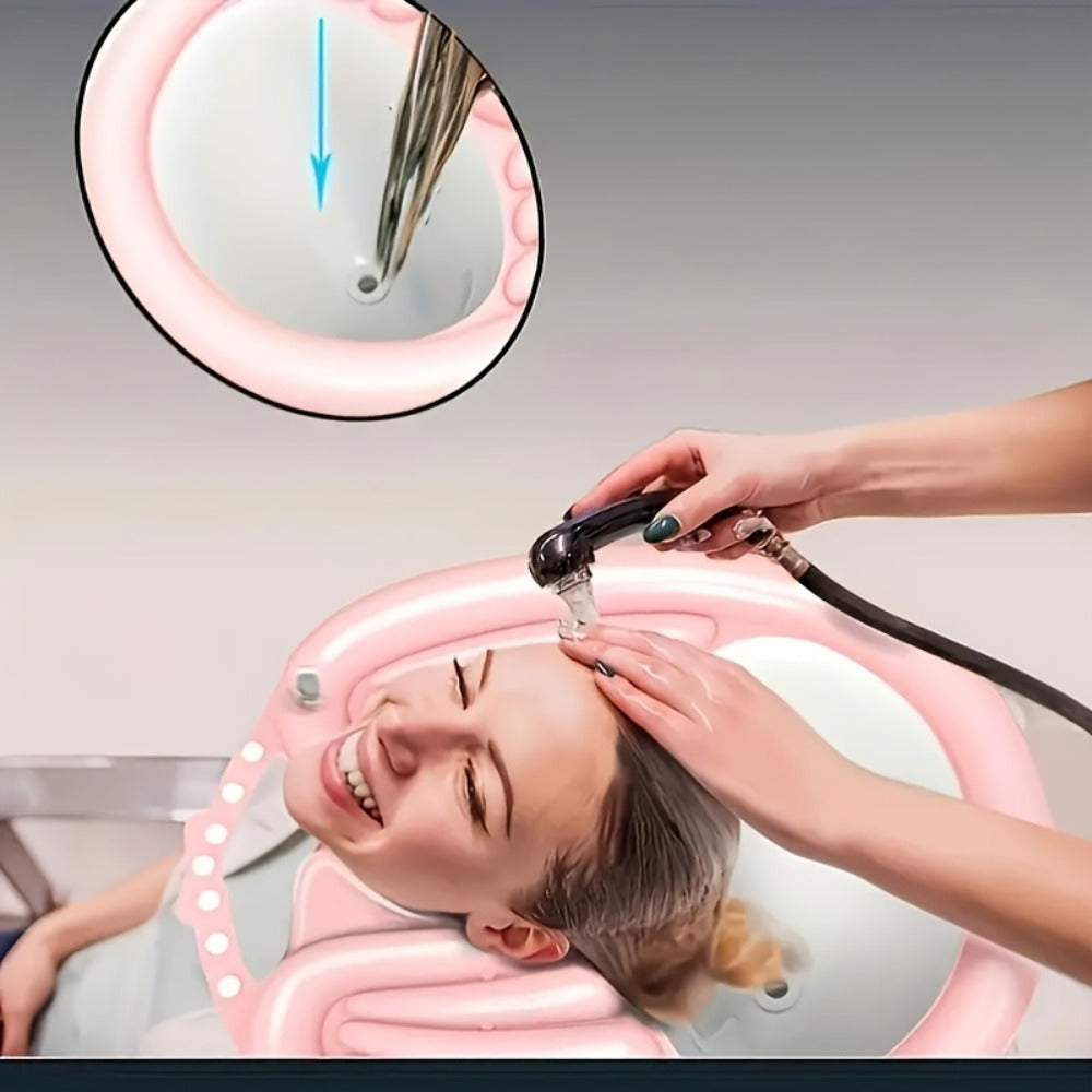 Foldable Inflatable Shampoo Basin with Air Pump and Drainage for Bedridden Elderly