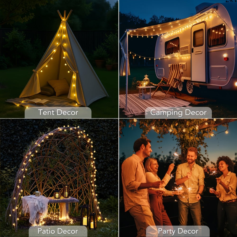 Solar String Lights Outdoor with 8 Modes and Boho Garden Lights for Patio