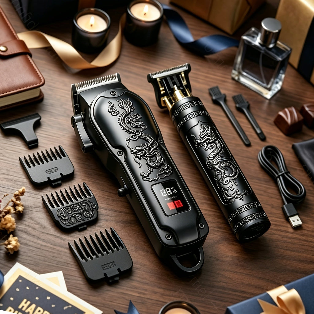 USB Precision Hair Clipper Set for Men – Wireless Electric Clippers & Nose Trimmer Shaver, 2/4pcs Professional Cordless Grooming Kit for Personal Use, Hairdressing & Barber Gift