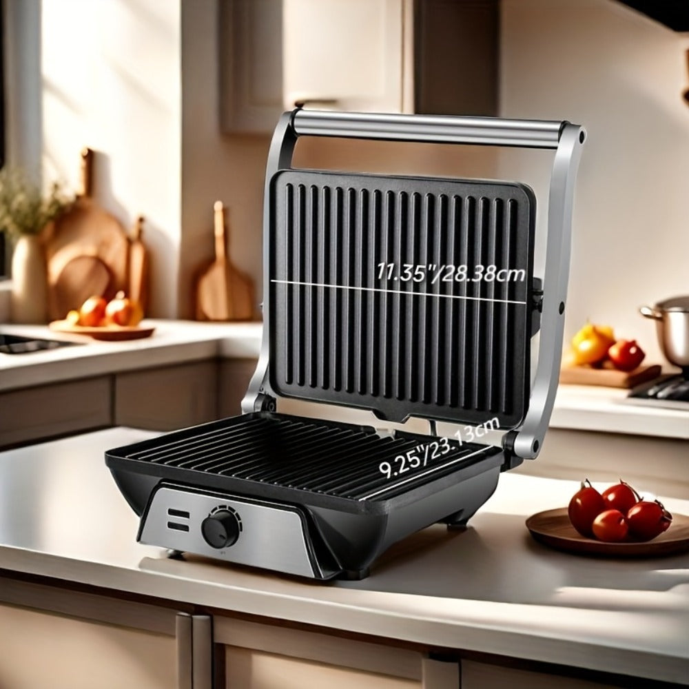 Sandwich Maker with Floating Hinge Grease Tray Temperature Control for Home Dorm Office