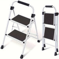 Foldable Heavy Duty Steel, Lightweight Portable Folding Step Ladder for Home Kitchen Bathroom Garage, 2 Step Ladder