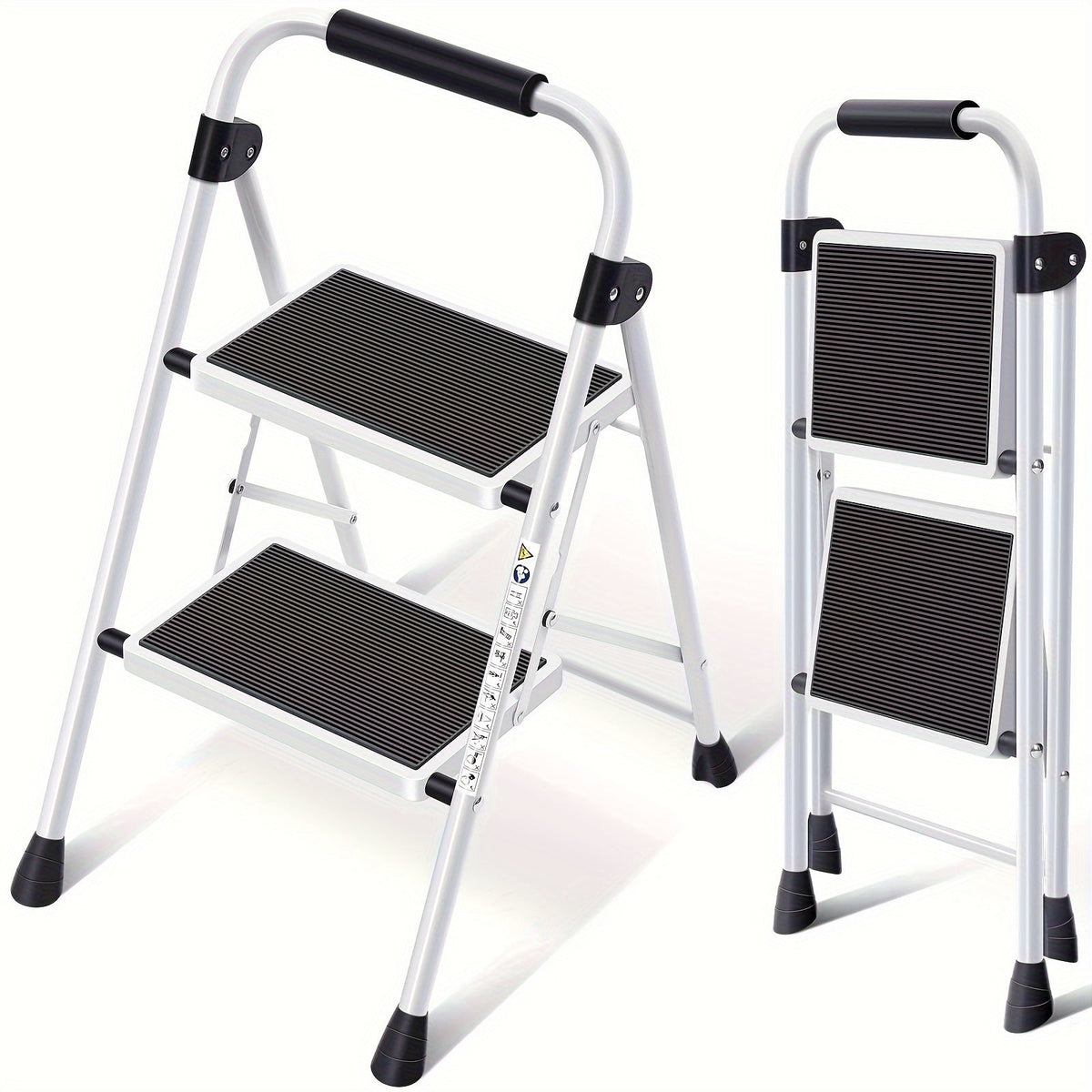 Foldable Heavy Duty Steel, Lightweight Portable Folding Step Ladder for Home Kitchen Bathroom Garage, 2 Step Ladder
