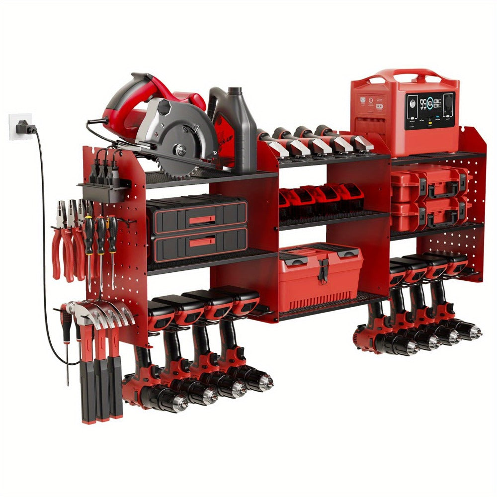 Power Tool Organizer with Adjustable Garage Tool Shelf for Workshop and Tool Room