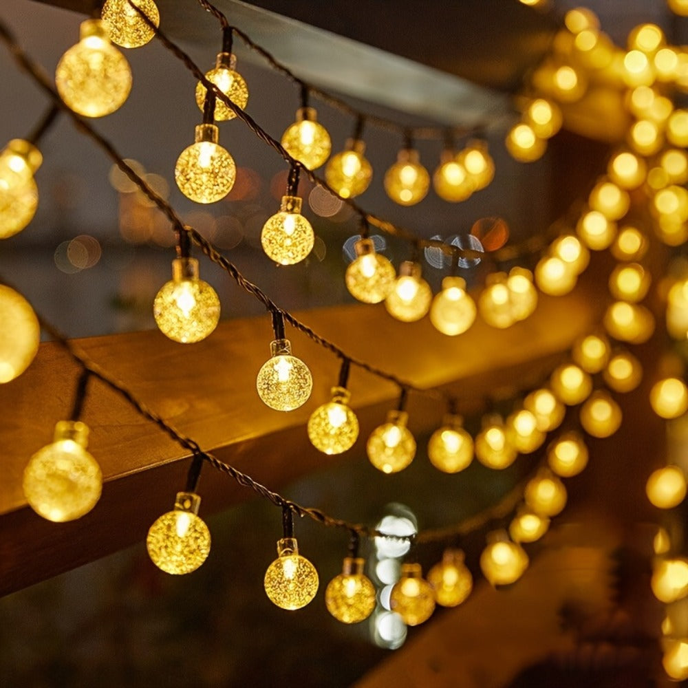 Solar String Lights in an Outdoor Design with Remote Control