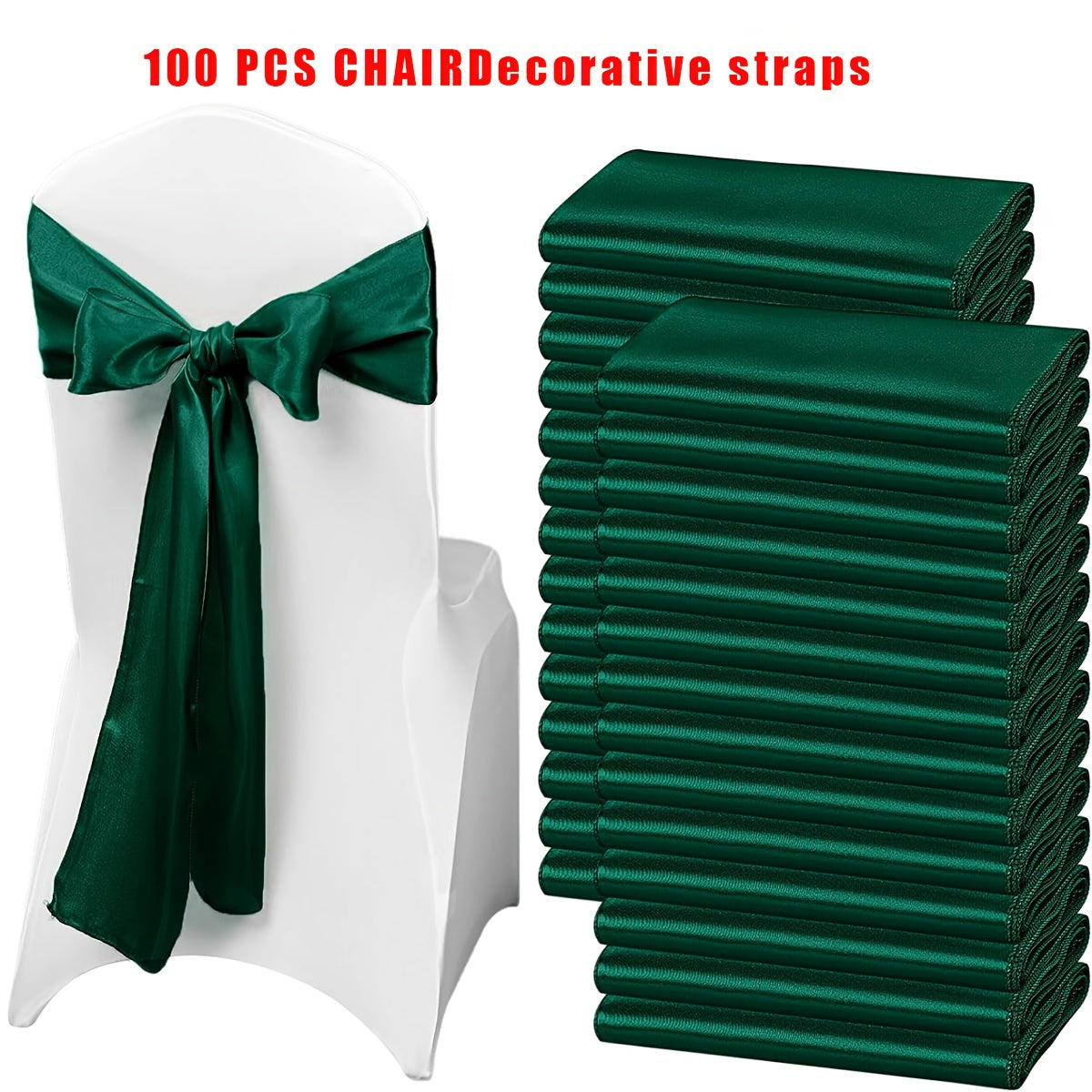 100pcs Satin Chair Sashes Bows for Wedding Banquet Party Event Decoration – 13 Colors, 18×275cm