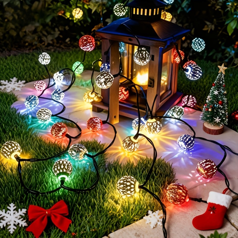 Solar String Lights Outdoor with 8 Modes and Boho Garden Lights for Patio
