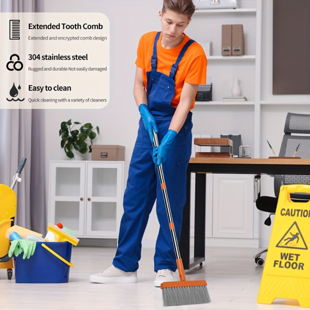 Broom And Dustpan Set with 50 Inch Extended Handle for Dust Hair Debris