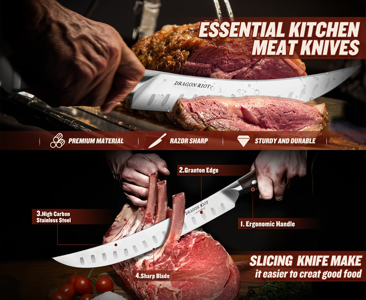 10 Inch Brisket Carving Knife with Ergonomic Wood Handle for BBQ