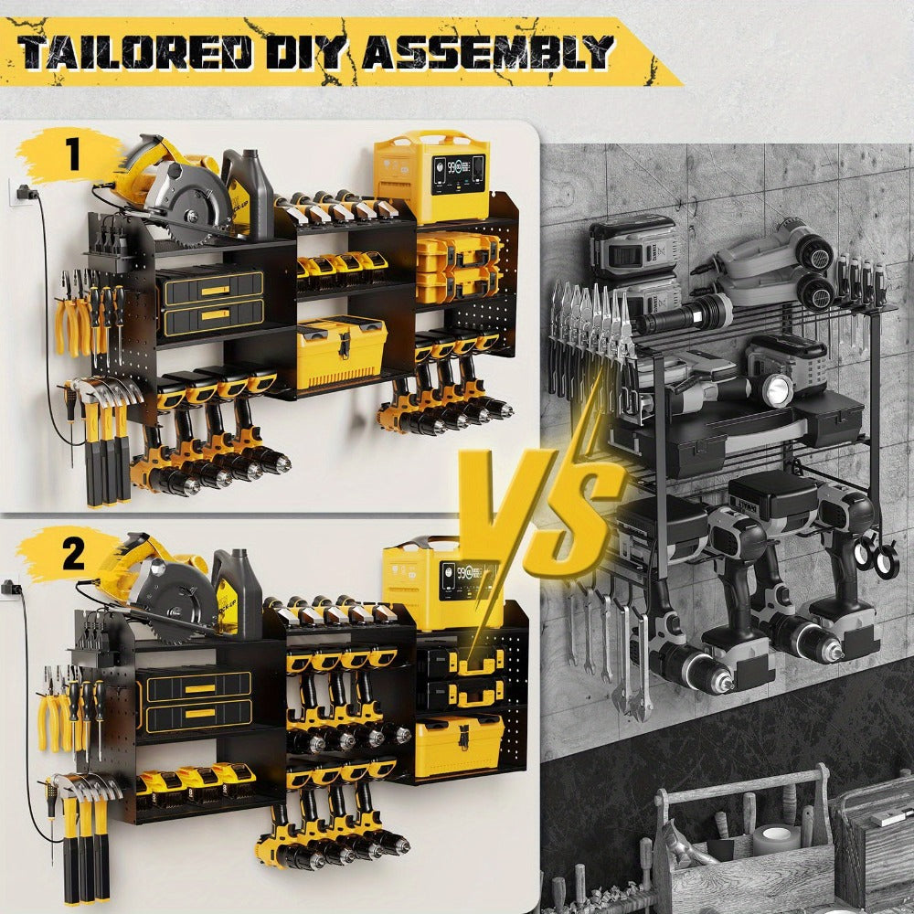 Power Tool Organizer with Adjustable Garage Tool Shelf for Workshop and Tool Room