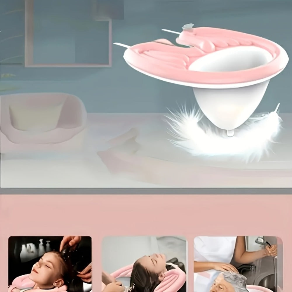 Foldable Inflatable Shampoo Basin with Air Pump and Drainage for Bedridden Elderly