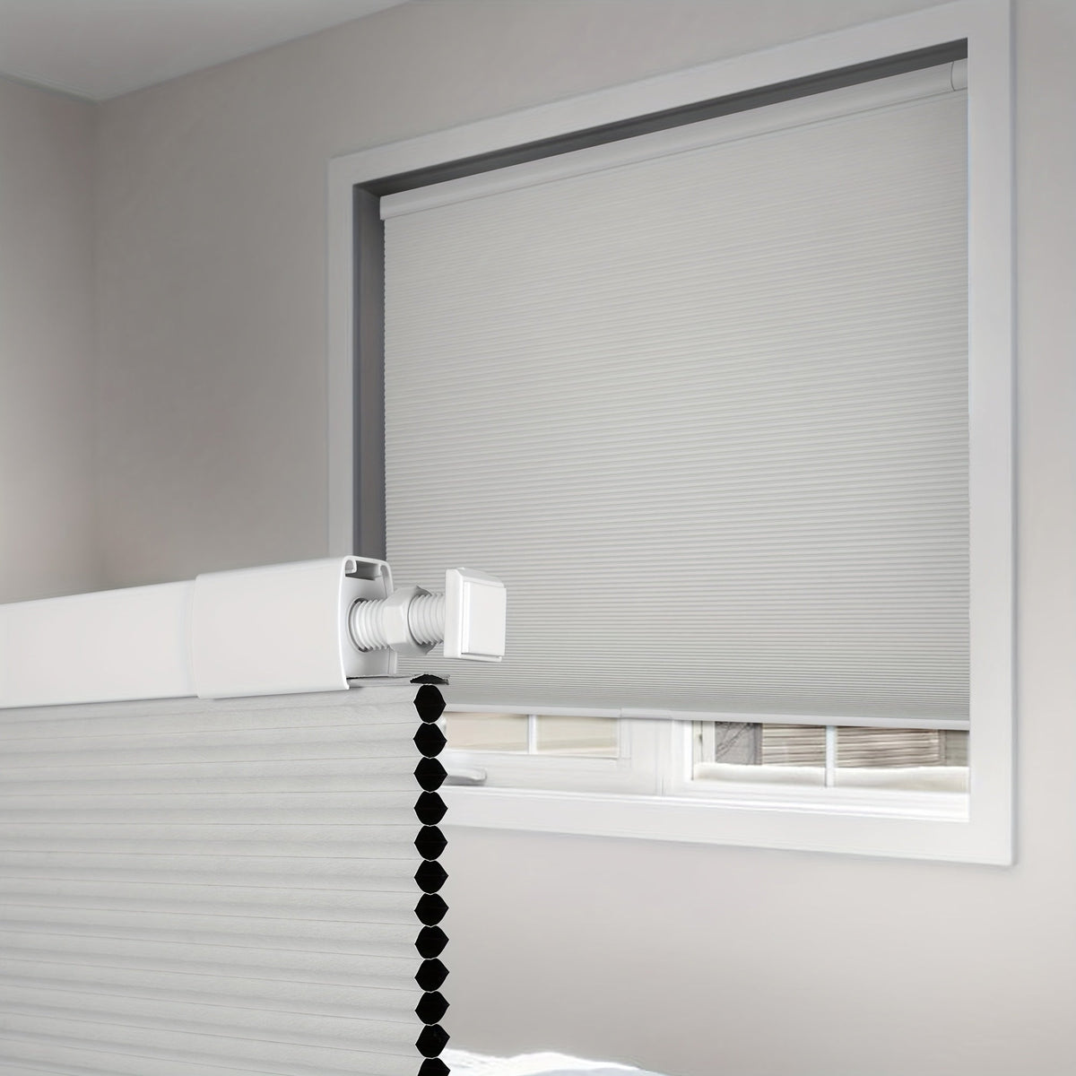 Cordless Honeycomb Cellular Shades No Drill No Tools Install - Color-Matched Blackout & Light Filtering Window Blinds, 64 Inch Height, Custom Width 21"-46", Energy Efficient Room Darkening Shades