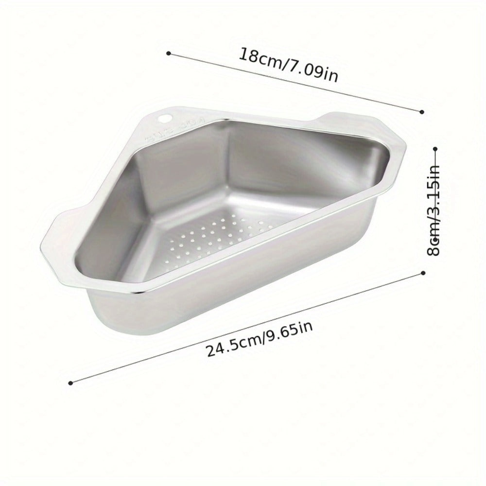 Kitchen Drain Strainer Basket 304 Stainless Steel Triangular Corner Sink Filter for Wash Basin